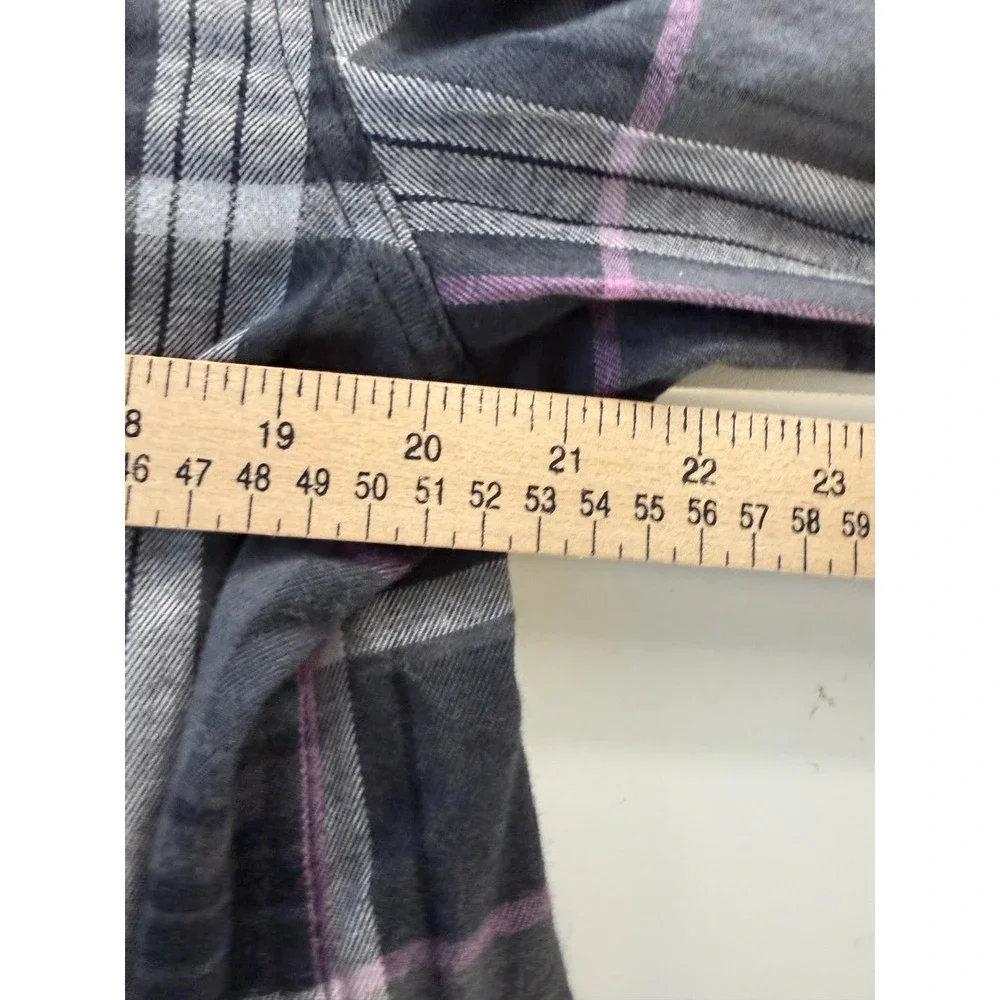 The North‎ Face Mens Plaid Flannel Shirt Long Sleeve Black Grey Purple Large NEW